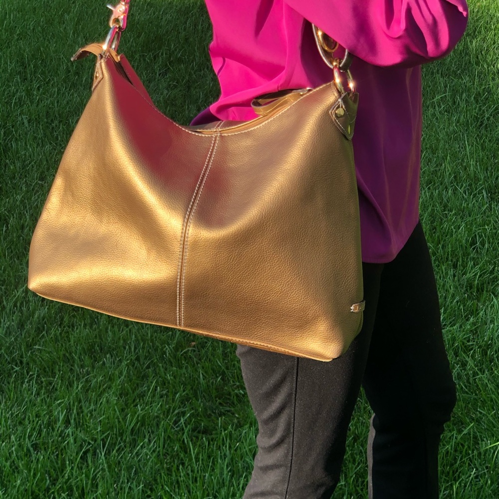 ny&co purse gold cross body long strap